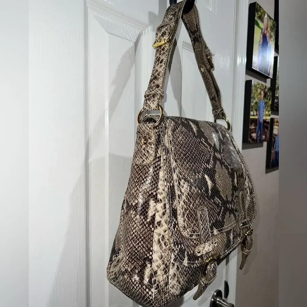 Cynthia Rowley Faux Snakeskin Leather Hobo Bag